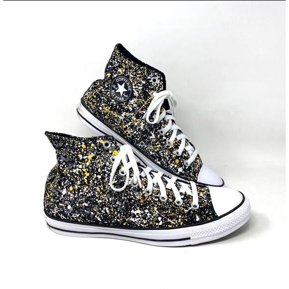 Converse Unisex Chuck Taylor All‎ Star Hi Shoe Size 9 Men Black /Yellow A00468F - Picture 1 of 7